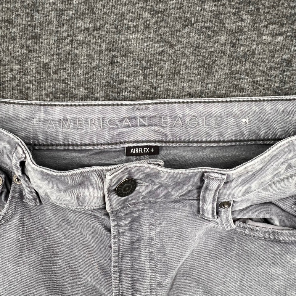 American Eagle Airflex+ Skinny Jeans Mens Grey Distressed Acid Wash Denim 33 - Picture 6 of 11